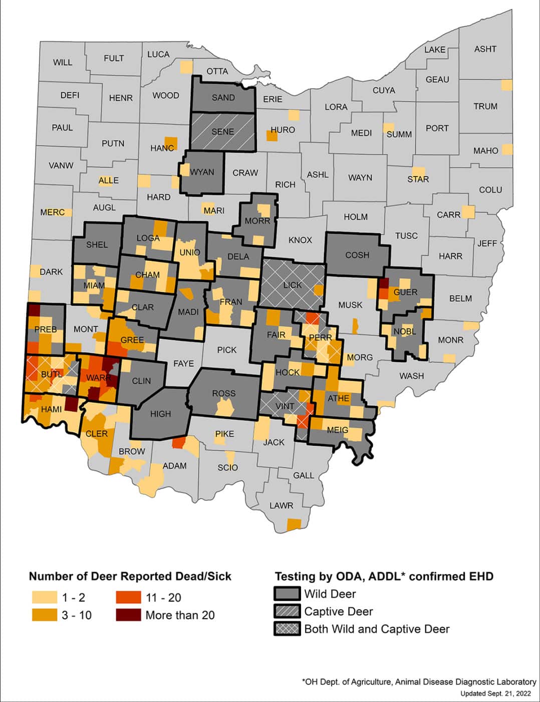 EHD Update Heavy Reports in Ohio, Indiana National Deer Association