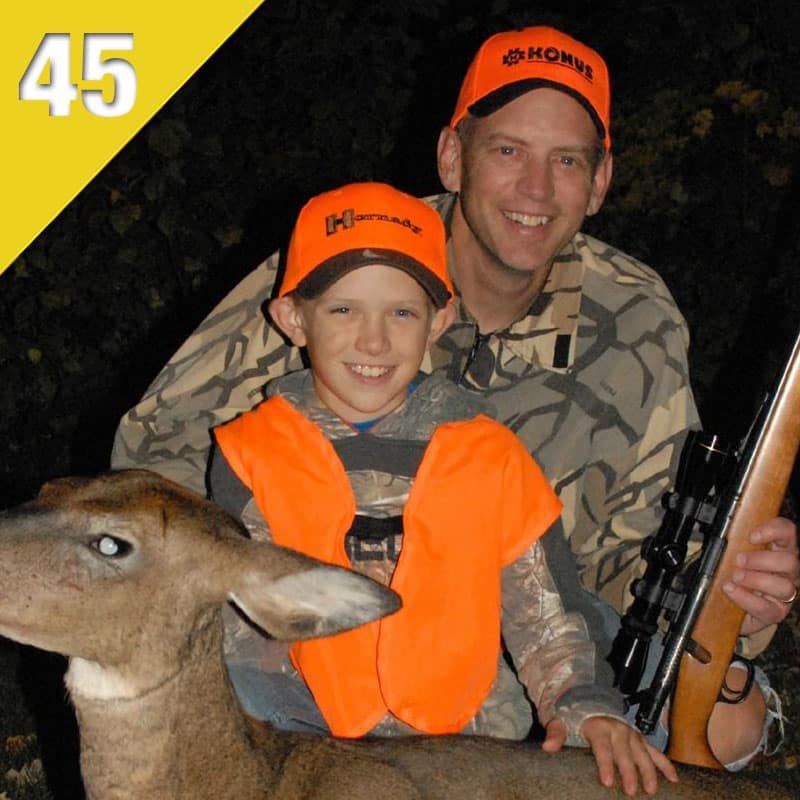 Dave Maas and his son with a deer his son harvested on public land.