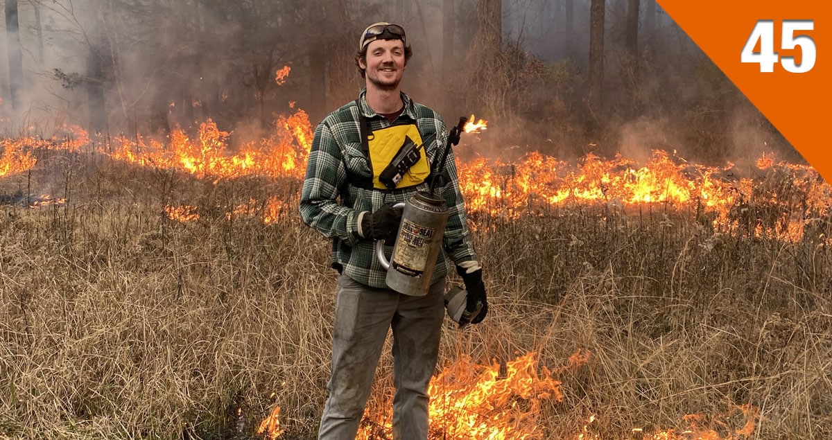 Luke Resop during a prescribed burn in Mississippi.