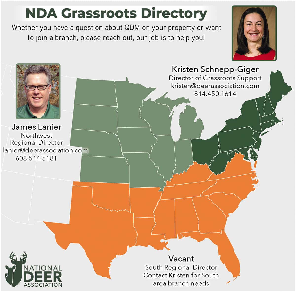 Map of NDA's regional directors.